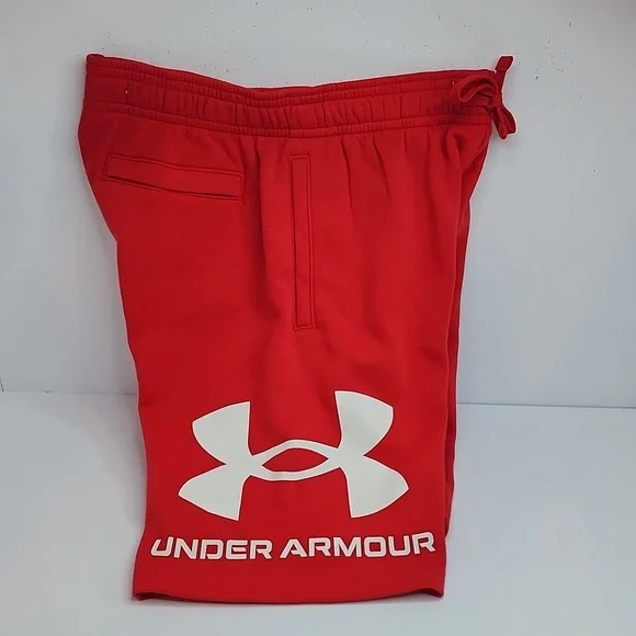 UNDER ARMOUR SWEAT SHORTS, THE COLOR IS BEAUTIFUL RED WOTH WHITE LOGO, LARGE (L) - Picture 8 of 12